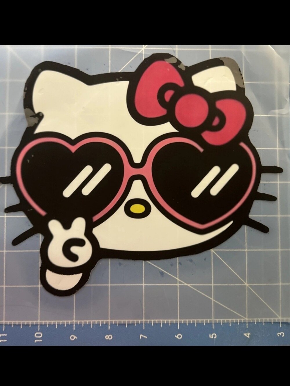 Sanrio Hello Kitty White Pink Bow Heart Sunglasses Sticker